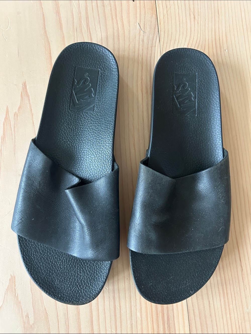 Vans Women’s Black Leather Slide Sandals